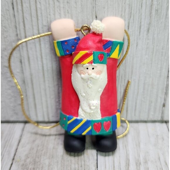 Vintage CG Santa Claus Christmas Tree Hanging Ornaments Ceramic 3'' Tall - Picture 1 of 5
